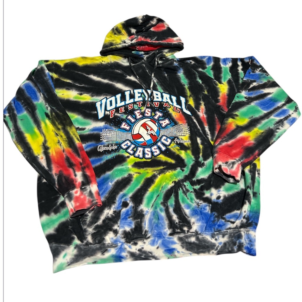 Tie-Dye Volleyball Festival Fiesta Classic Long Sleeve Sweatshirt size XL